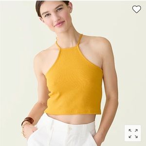 J.Crew Vintage Rib Cropped Halter Tank in bronzed ochre